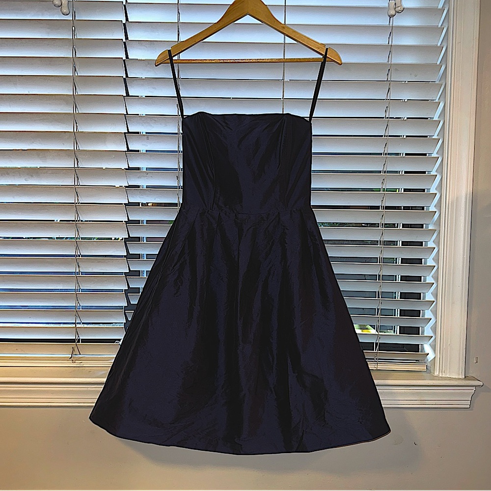 Coren Moore - Navy Strapless Silk Cocktail Dress